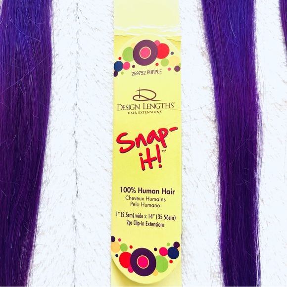 Purple hair extension clip ins, real human hair, 14 inches - Picture 2 of 5